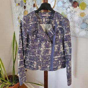 Sandwich Steel Blue and Cream Abstract Print Jacket EU 36/US 6